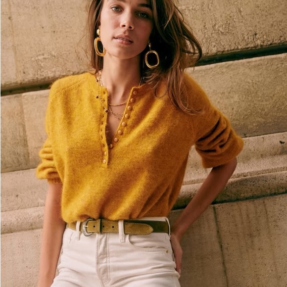 Sezane Sweaters - Classic Sézane sweater: Sézane Pull Léon - Yellow cumin
